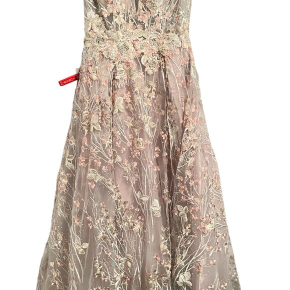 Mac Duggal Floral Embroidered V Neck Sparkle Ball Gown Women's Sz 2 NEW $798 - Picture 5 of 9